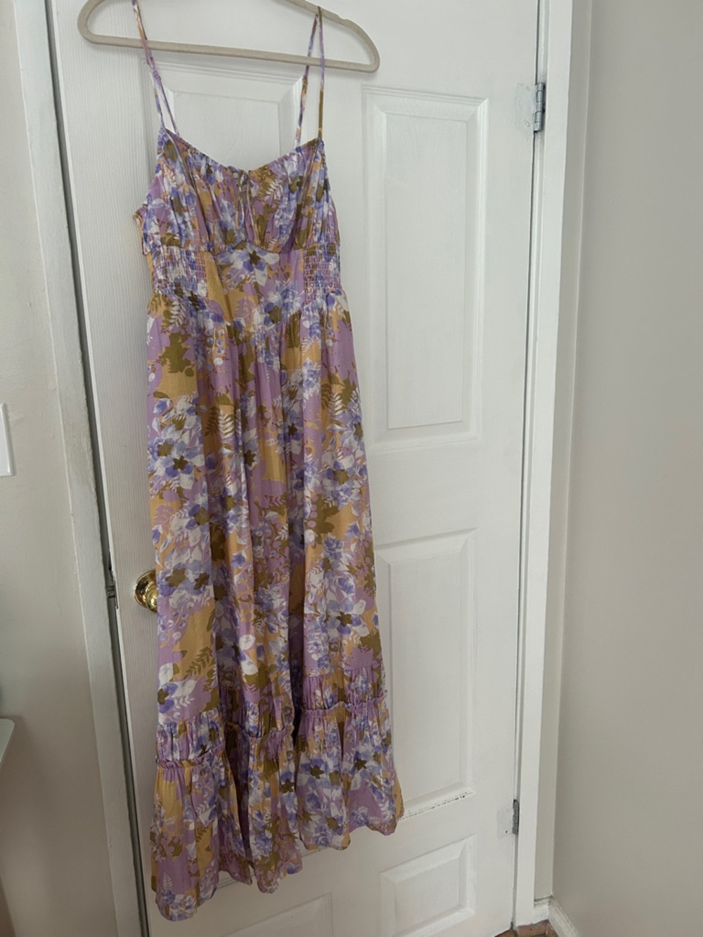 mittoshop Lavender and Mustard Floral Maxi Dress